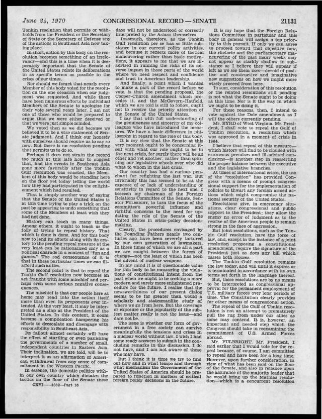 Congressional Record, Senate, 24 Jun 1970, p. 21131 (page image)